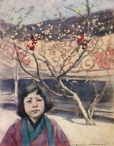 Une fille japonaise en couleur prune