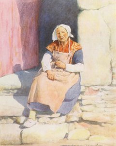 Sur les marches de la maison du moulin, Pont-Aven - Mortimer Ludington Menpes