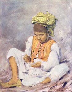Enfants du monde : Indien, enfilant des perles - Mortimer Ludington Menpes