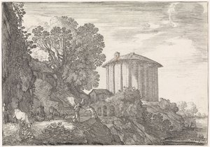 Paysage avec le temple de Vesta - Moyses van Wtenbrouck