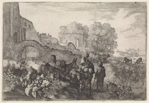 Paysage avec des voyageurs
