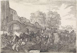 Paysage avec voyageurs (Paysages arcadiens) - Moyses van Wtenbrouck