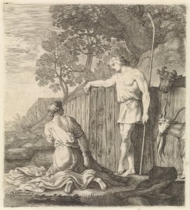 Blanchisseuse et berger près d