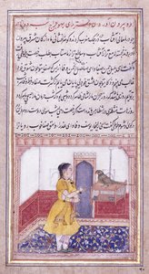 Khujista parlant au perroquet, vers 1580 - Mughal School