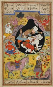 Rustam tue le Div blanc, 1608 - Mughal School