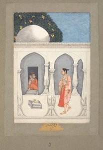 Muhammad Faqirullah Khan Une dame visitant un sanctuaire saïvite, c.1750 - Muhammad Faqirullah Khan