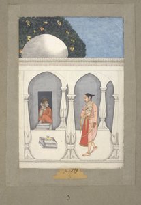 Une dame visitant un sanctuaire Saiva, vers 1740