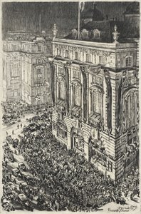 Piccadilly Circus, veille du couronnement de George VI - Muirhead Bone