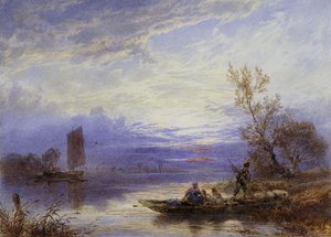 Un ferry au coucher du soleil