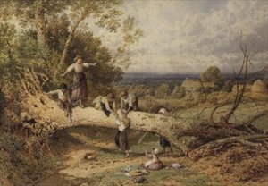 Enfants jouant sur un arbre tombé