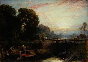 Écluse au coucher du soleil