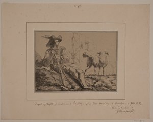 Chasseur assis et un chien