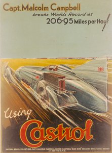 Affiche publicitaire Castrol, avec Bluebird, 1928