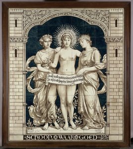 Tableau de carreaux avec les personnifications du Beau, du Vrai et du Bon