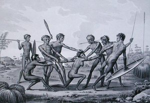 Port Jackson, Nouvelle-Hollande : Cérémonie de pré-mariage aborigène, de 