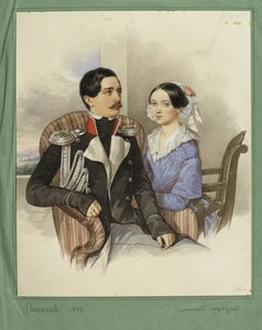 Portrait du comte Jakov Karlovich Sievers 1818-1865 et de la comtesse Vera Mikhaylovna 1818-1865, 1843