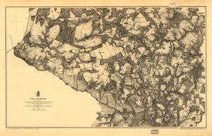 21,120. Cartes de la guerre civile LC (2e éd.), 531.3 Dans cette édition, la carte est imprimée sur un fond jaune avec la rivière Chickahominy colorée en vert. Montre les routes, le chemin de fer central de Virginie, les maisons, les clôtures, les noms des
