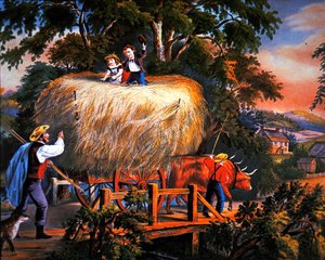 La vie à la campagne américaine : Temps de fenaison - La dernière charge - Currier and Ives