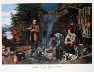 Camping dans les bois "Un bon moment à venir". Par Arthur Tait (Currier & Ives) - N. and Ives J.M. (1824 95) Currier