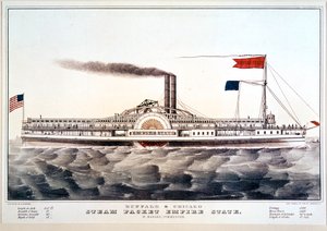 Le bateau à vapeur Empire State, reliant Buffalo et Chicago ... (épreuve coloriée)