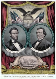 Grand Bannière Nationale pour 1864 (lithographie en couleur) - Currier and Ives