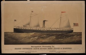 Compagnie de vapeur métropolitaine, ligne extérieure quotidienne entre New York et Boston... Neptune - N. and Ives J.M. (1824 95) Currier