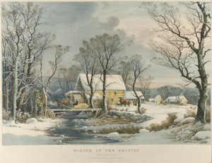 Hiver à la campagne, le vieux moulin Griest - Currier and Ives