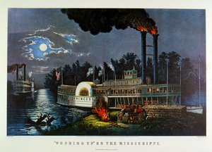 « Wooding up on the Mississippi ». 1863 - N. and Ives J.M. (1824 95) Currier