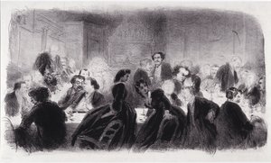 Lithographie anonyme représentant des personnalités littéraires et artistiques des années 1850 - Nadar