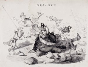 Dareneck!!! (Coup du lapin). Lithographie par Gabriel Aubert, imprimeur à Paris qui publie le journal « La Caricature » - Nadar