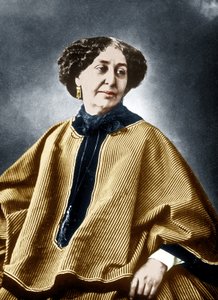 Écrivain français George Sand (Aurore Dupin 1804-1876) 1864, photo par Nadar, document colorisé