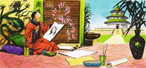 Le prince Khan dessine le portrait de la belle fille qu