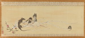 Souris sur des fleurs de gâteaux de riz - Nagasawa Rosetsu
