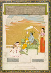 Lakshmi massant le pied de Vishnu, vers 1765-1770