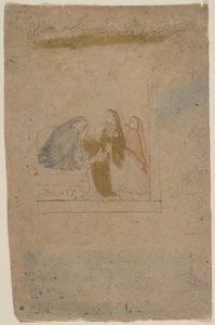 Une dame avec des assistants - Nainsukh