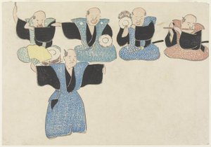 Danseur et quatre musiciens, 18e-19e siècle - Nakamura Hochu