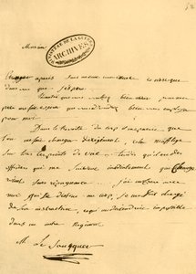 Lettre de Napoléon à Le Saucquer, greffier de guerre, 3 juin 1791, 1921