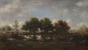 Paysage forestier avec cerfs - Narcisse Virgile Diaz de la Peña