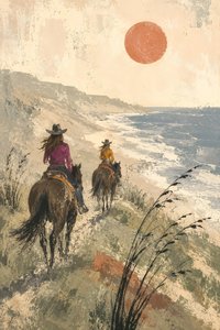 Balade à cheval au coucher du soleil sur la côte
