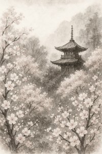 Fleurs de cerisier pagode japonais