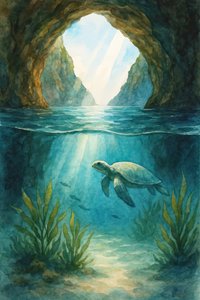 Tortue de la grotte ensoleillée de l