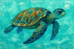 Une tortue de mer nageant - Natalie Bruns