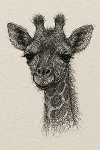 Broderie représentant une petite girafe sur papier fait main - Natalie Bruns
