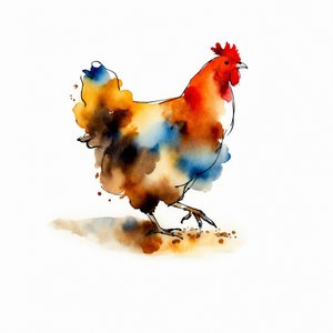 Un poulet aux couleurs vives peint à l
