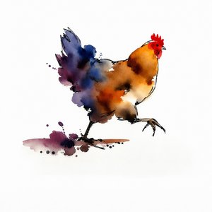 Un poulet aux couleurs vives peint à l