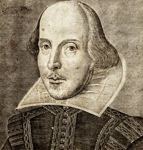Portrait de William Shakespeare sur la page de titre de Comédies, histoires et tragédies - Nathan Benn