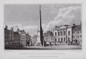Place du marché et hôtel de ville de Ripon - Nathaniel (after) Whittock