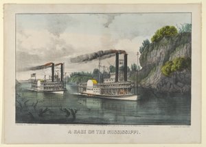 Une course sur le Mississippi, 1870 - Currier and Ives