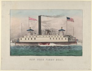 Bateau de ferry de New York, vers 1860-65. Créateurs : Nathaniel Currier, James Merritt Ives, Currier et Ives - Currier and Ives