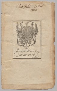 Ex-libris : Armoiries avec inscription de Robert Hale, Esq. - Nathaniel Hurd